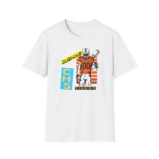 Cushing CHS Tigers Football Graphic T-Shirt — Retro Player Design