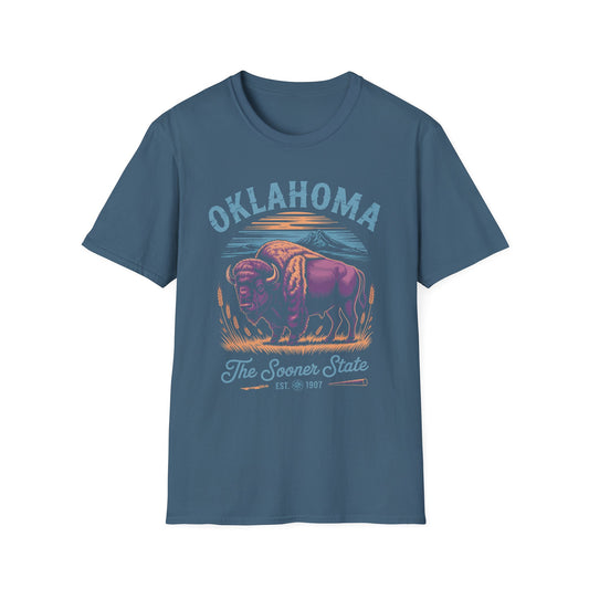 Oklahoma Buffalo T-Shirt — 'The Sooner State' Vintage Bison Tee