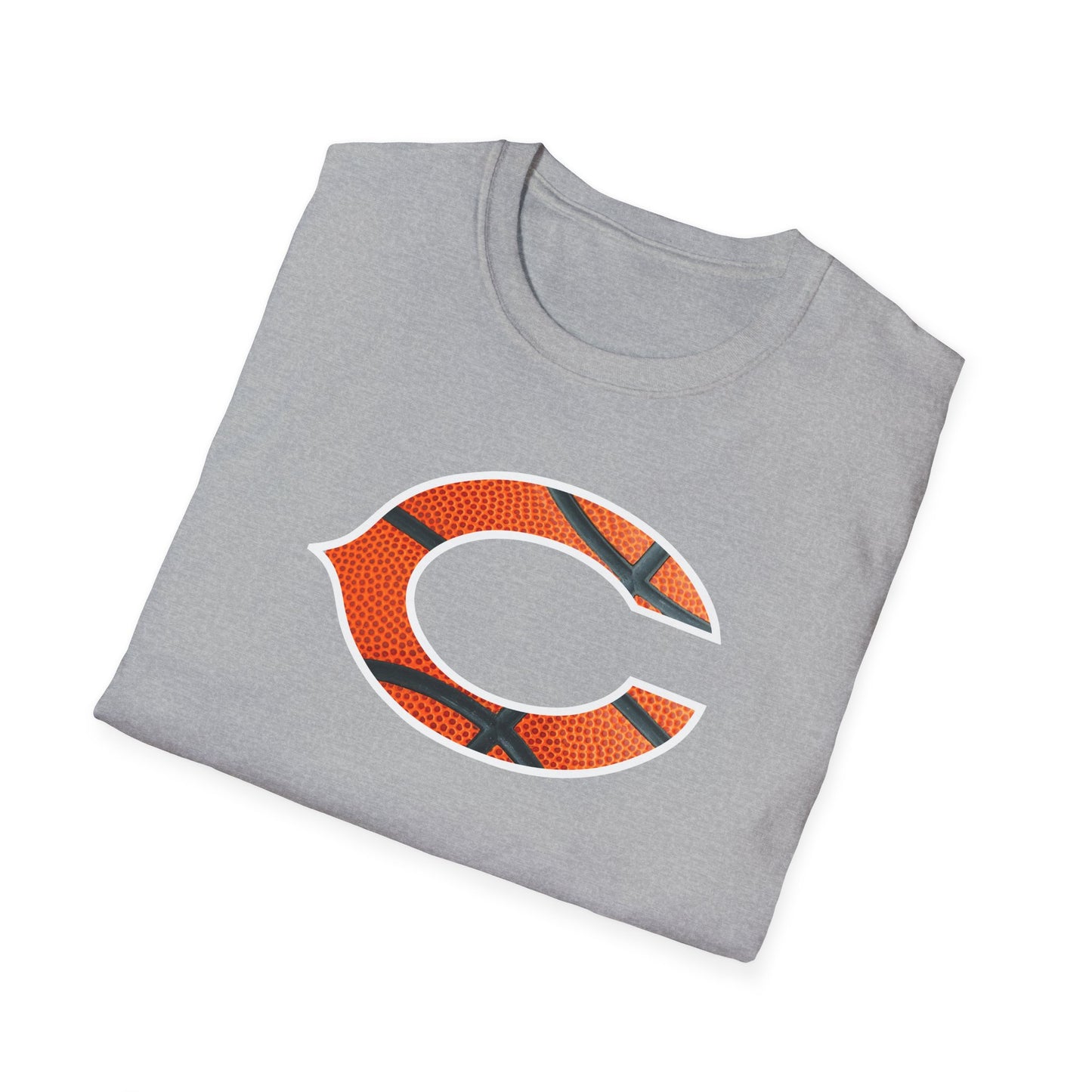 Basketball C Texture Logo T-Shirt — Orange Gridiron Fan Tee