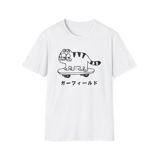 Garfield Skateboard Tee — Minimal Japanese Cat Graphic T-Shirt