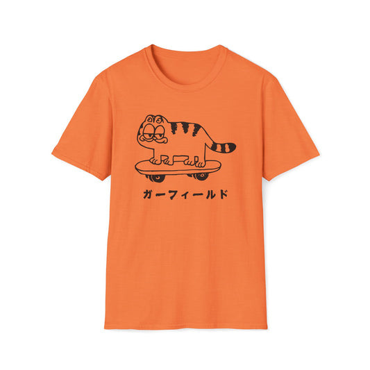 Garfield Skateboard Tee — Minimal Japanese Cat Graphic T-Shirt