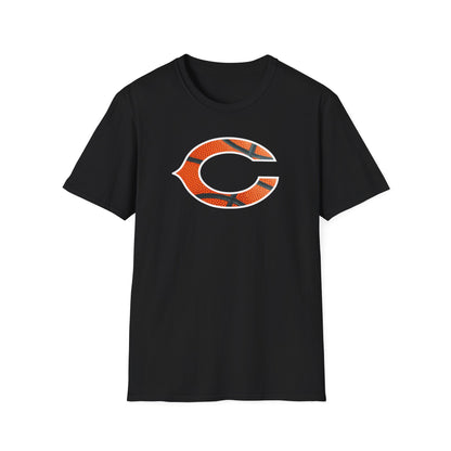 Basketball C Texture Logo T-Shirt — Orange Gridiron Fan Tee