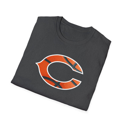 Basketball C Texture Logo T-Shirt — Orange Gridiron Fan Tee